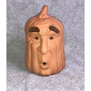 Vintage‎ Terra Cotta Clay JACK O LANTERN Pumpkin Halloween Funny Human Face